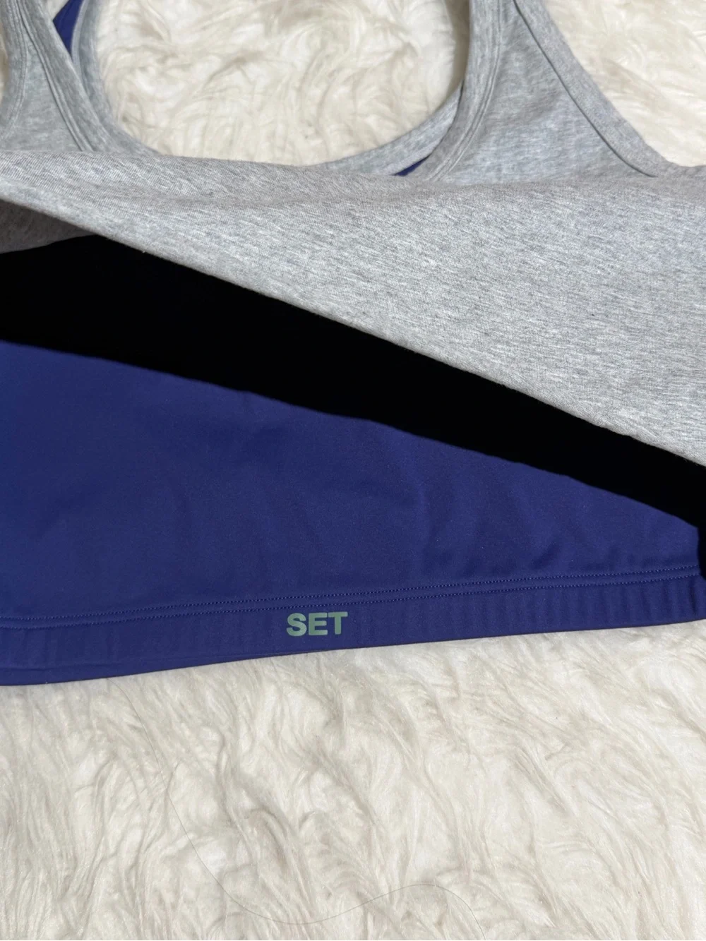 NEW Set Active XL / XXL Matching Set Shorts Sporta Bra Blue Workout Stripes